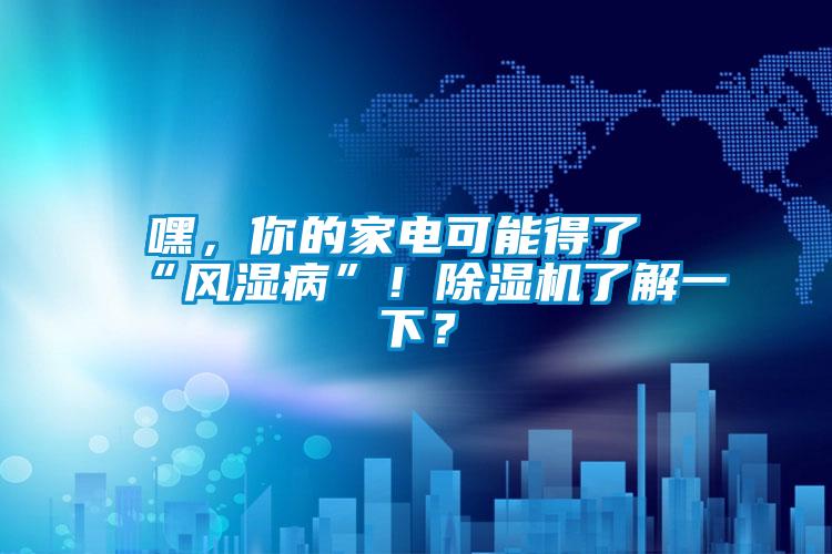 嘿，你的家電可能得了“風濕病”！除濕機了解一下？
