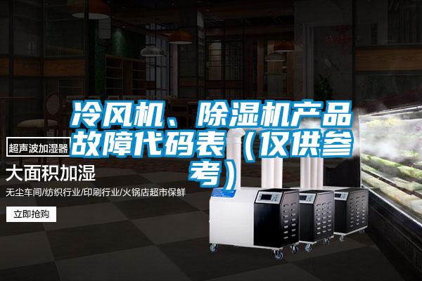 冷風機、除濕機產品故障代碼表（僅供參考）