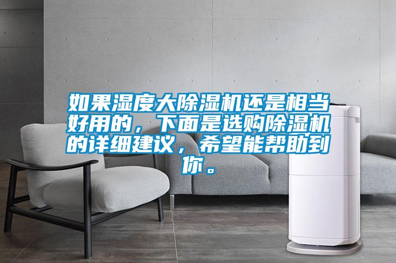 如果濕度大除濕機還是相當好用的，下面是選購除濕機的詳細建議，希望能幫助到你。