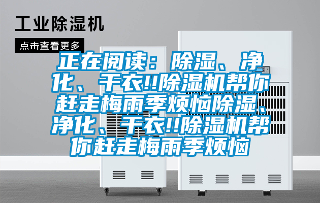 正在閱讀：除濕、凈化、干衣!!除濕機幫你趕走梅雨季煩惱除濕、凈化、干衣!!除濕機幫你趕走梅雨季煩惱