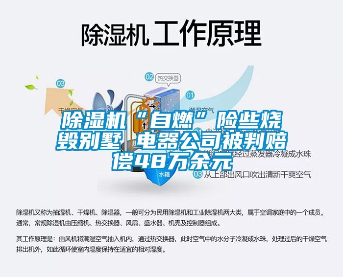 除濕機“自燃”險些燒毀別墅 電器公司被判賠償48萬余元
