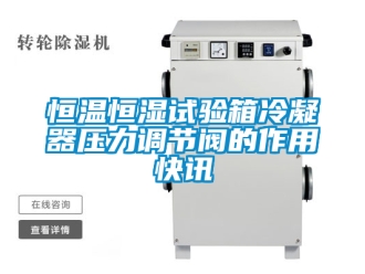知識(shí)百科恒溫恒濕試驗(yàn)箱冷凝器壓力調(diào)節(jié)閥的作用快訊